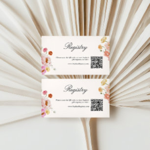Colourful Spring Flowers QR Code Gift Registry Enclosure Card