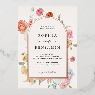 Colourful Spring Flowers Rose Gold Wedding Arch