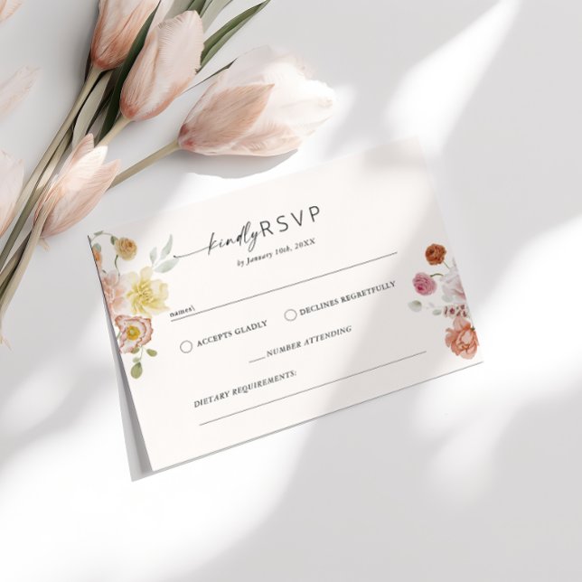  Colourful Spring Flowers RSVP Wedding Response Enclosure Card (Creator Uploaded)