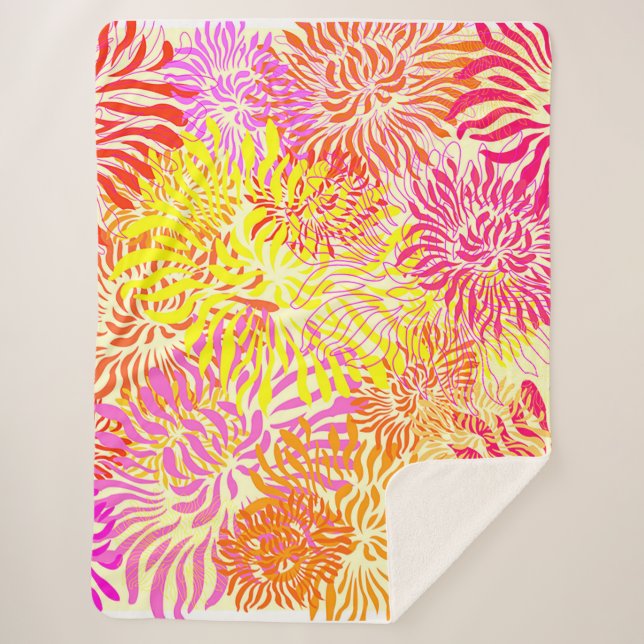 Colourful Spring Flowers Sherpa Blanket (Front)