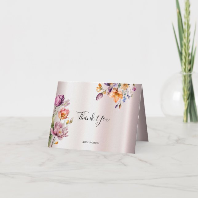 Colourful Spring Flowers Thank You Card (Front)