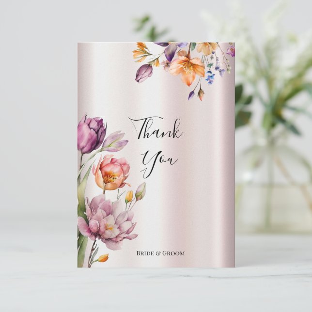 Colourful Spring Flowers Thank You Card (Standing Front)
