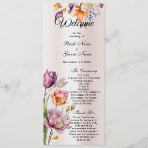 Colourful Spring Flowers Wedding Program Programme
