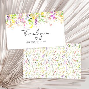 Colourful spring flowers wildflowers thank you car enclosure card