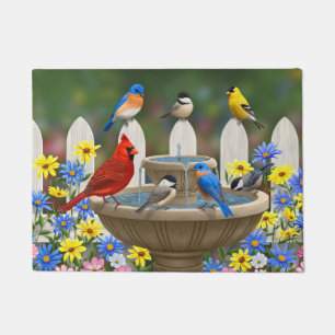 Colourful Spring Garden Bird Bath Doormat