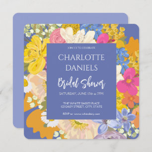Colourful Spring Garden Bouquet Bridal Shower Invitation