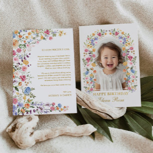 Colourful Spring Garden Floral Birthday Photo Card