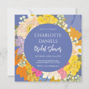 Colourful Spring Garden Floral  Bridal Shower Invitation