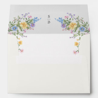 Colourful Spring Garden Wildflower  Floral Wedding Envelope