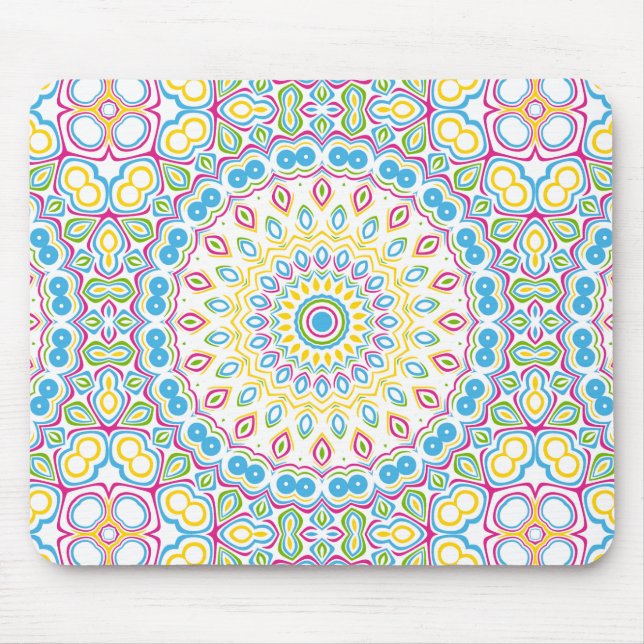 Colourful Spring Mandala Medallion Mouse Pad (Front)