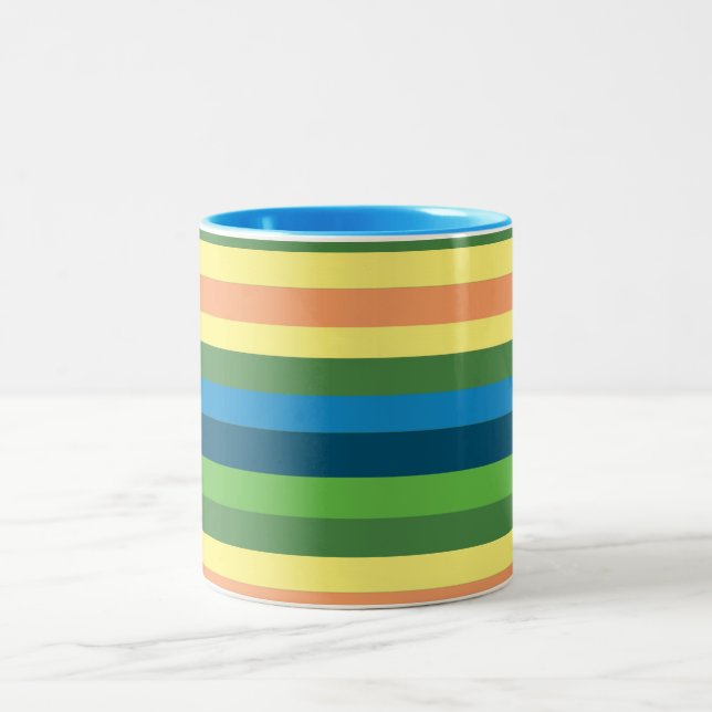Colourful Spring Mood Lines Two-Tone Mug (Center)