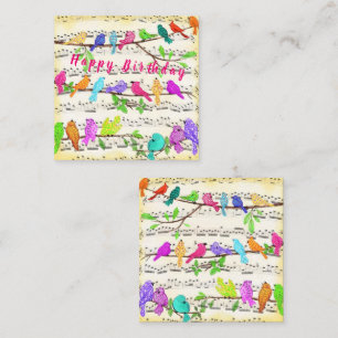Colourful Spring Musical Bird Birthday Card