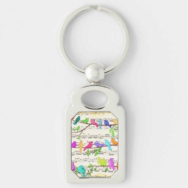 Colourful Spring Musical Birds Keychain (Front)