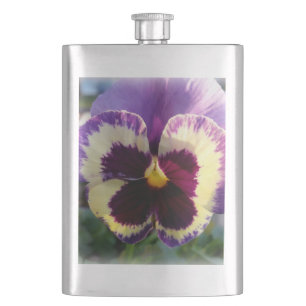 colourful spring Pansy Hip Flask