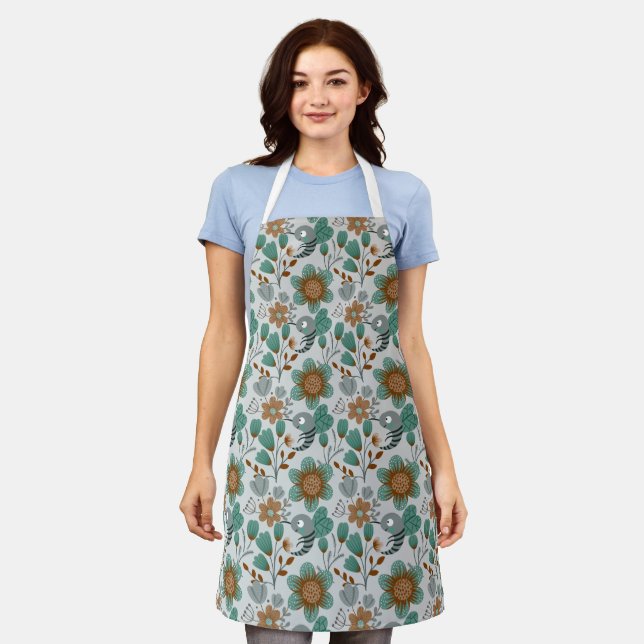 Colourful Spring Pattern Apron (Worn)