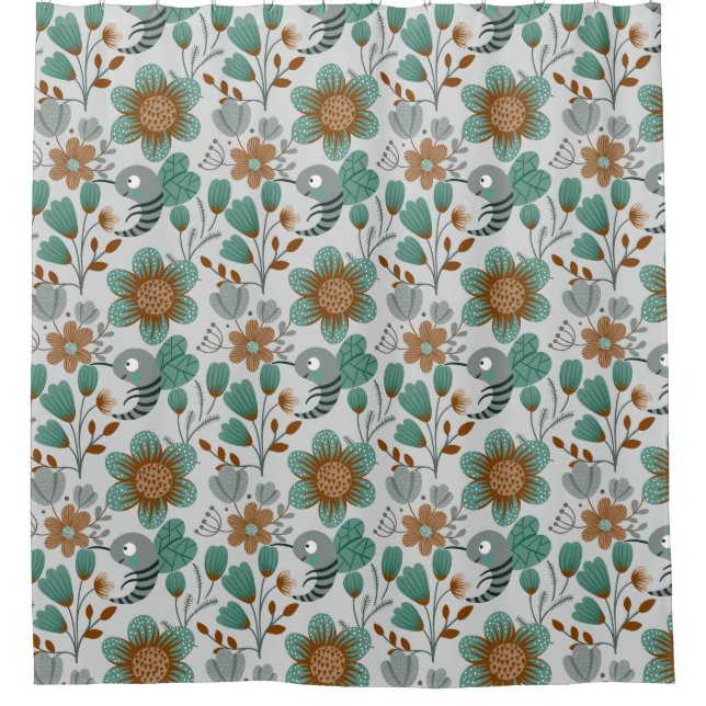 Colourful Spring Pattern Shower Curtain (Front)