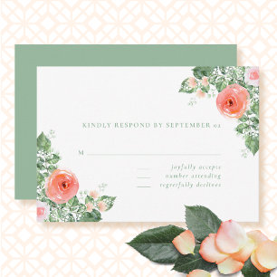 Colourful Spring Summer Floral Coral Wedding RSVP
