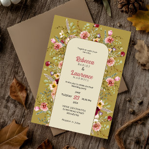 Colourful spring summer meadows wedding invitation