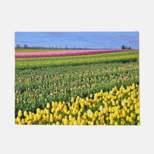 Colourful spring tulips doormat
