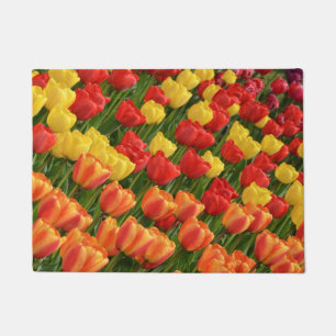 Colourful spring tulips doormat