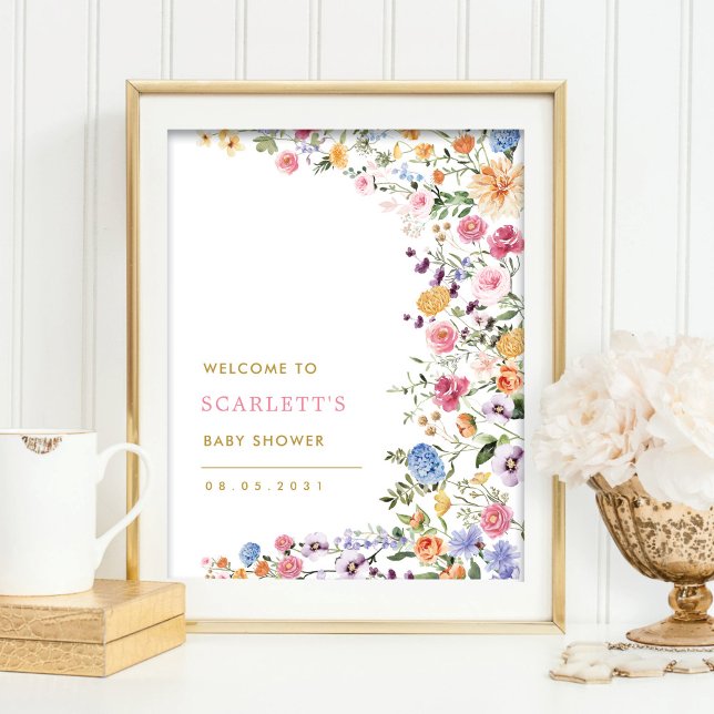 Colourful Spring Wildflower Baby Shower Welcome Poster (Creator Uploaded)
