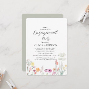 Colourful Spring Wildflower engagement party Invitation