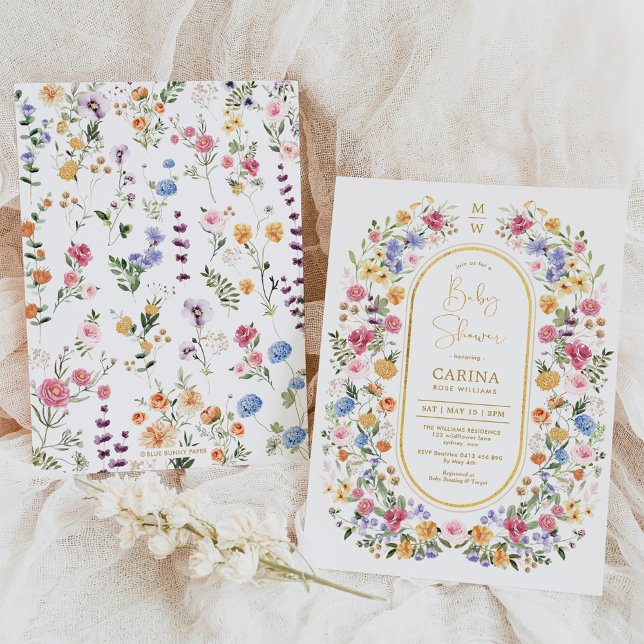 Colourful Spring Wildflower Garden Baby Shower Invitation (Creator Uploaded)
