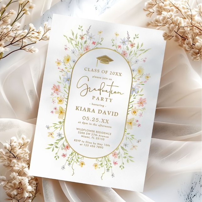 Colourful Spring Wildflower Garden Graduation Part Invitation (Creator Uploaded)