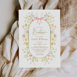 Colourful Spring Wildflower Meadow Baptism Invitation
