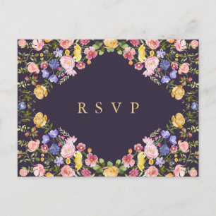 Colourful Spring Wildflower Meadow Garden RSVP Postcard