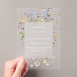 Colourful Spring Wildflower Meadow Garden Wedding  Acrylic Invitations<br><div class="desc">Capture the beauty of nature on your special day with our exquisite wildflower watercolor wedding invitations. Elegant, unique, and blooming with love. Use the text fields to personalise your design with your own wording and details. If you want to change the font style, colour or text placement, simply click the...</div>