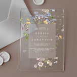 Colourful Spring Wildflower Meadow Garden Wedding  Acrylic Invitations<br><div class="desc">Capture the beauty of nature on your special day with our exquisite wildflower watercolor wedding invitations. Elegant, unique, and blooming with love. Use the text fields to personalise your design with your own wording and details. If you want to change the font style, colour or text placement, simply click the...</div>