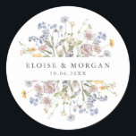 Colourful Spring Wildflower Meadow Garden Wedding  Classic Round Sticker<br><div class="desc">Capture the beauty of nature on your special day with our exquisite wildflower watercolor wedding envelope seal sticker. Elegant, unique, and blooming with love. Use the text fields to personalise your design with your own wording and details. If you want to change the font style, colour or text placement, simply...</div>