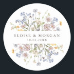 Colourful Spring Wildflower Meadow Garden Wedding  Classic Round Sticker<br><div class="desc">Capture the beauty of nature on your special day with our exquisite wildflower watercolor wedding envelope seal sticker. Elegant, unique, and blooming with love. Use the text fields to personalise your design with your own wording and details. If you want to change the font style, colour or text placement, simply...</div>