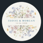 Colourful Spring Wildflower Meadow Garden Wedding  Classic Round Sticker<br><div class="desc">Capture the beauty of nature on your special day with our exquisite wildflower watercolor wedding envelope seal sticker. Elegant, unique, and blooming with love. Use the text fields to personalise your design with your own wording and details. If you want to change the font style, colour or text placement, simply...</div>