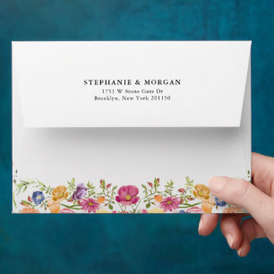 Colourful Spring Wildflower Meadow Garden Wedding Envelope