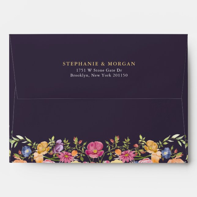 Colourful Spring Wildflower Meadow Garden Wedding  Envelope (Back (Top Flap))