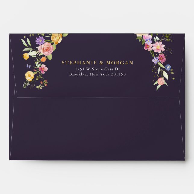 Colourful Spring Wildflower Meadow Garden Wedding  Envelope (Back (Top Flap))
