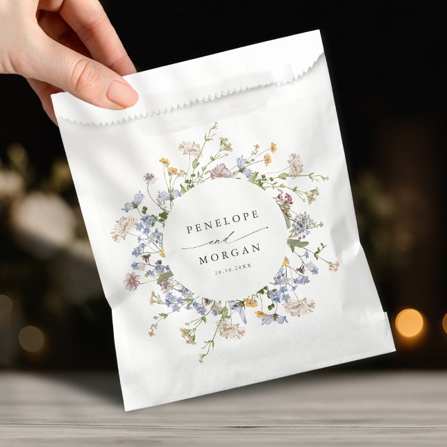 Colourful Spring Wildflower Meadow Garden Wedding  Favour Bags (Colorful Spring Wildflower Meadow Garden Wedding Favor Bag)