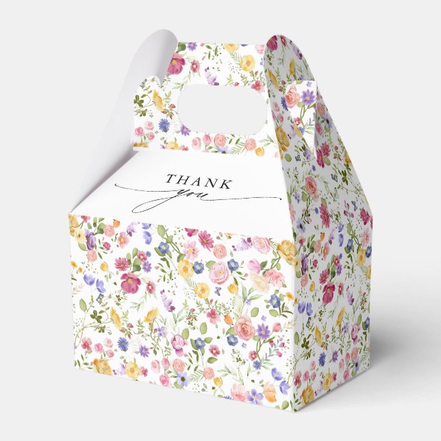 Colourful Spring Wildflower Meadow Garden Wedding  Favour Box (Front Side)