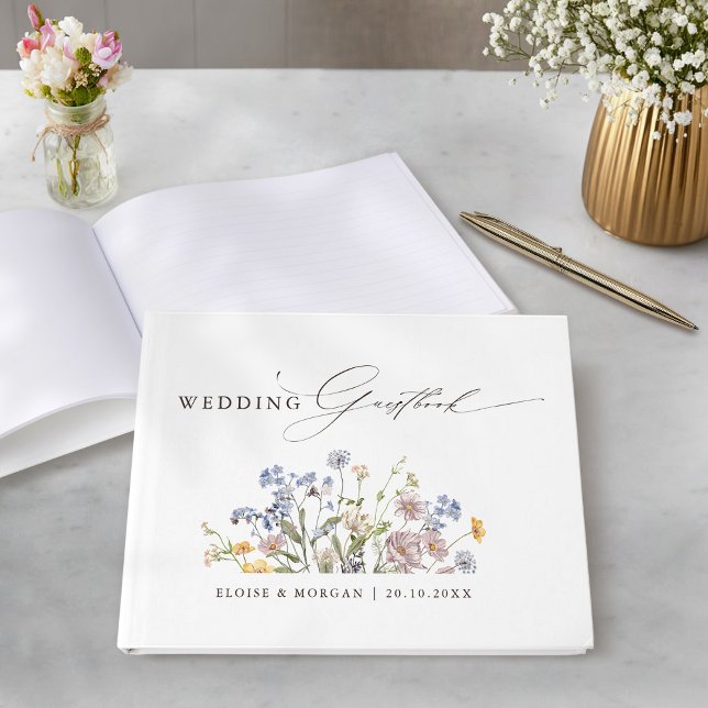 Colourful Spring Wildflower Meadow Garden Wedding  Guest Book (Colorful Spring Wildflower Meadow Garden Wedding Guest Book)