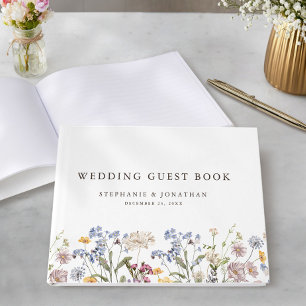 Colourful Spring Wildflower Meadow Garden Wedding  Guest Book