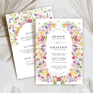 Colourful Spring Wildflower Meadow Garden Wedding Invitation