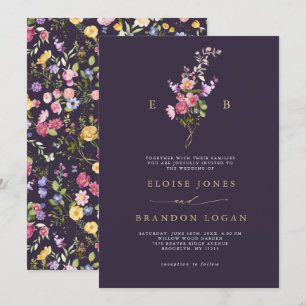Colourful Spring Wildflower Meadow Garden Wedding  Invitation