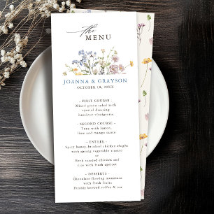 Colourful Spring Wildflower Meadow Garden Wedding Menu