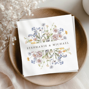 Colourful Spring Wildflower Meadow Garden Wedding  Napkin