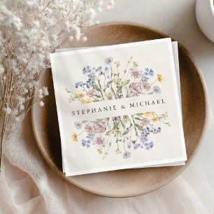 Colourful Spring Wildflower Meadow Garden Wedding  Napkin