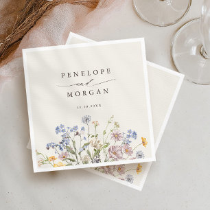 Colourful Spring Wildflower Meadow Garden Wedding  Napkin