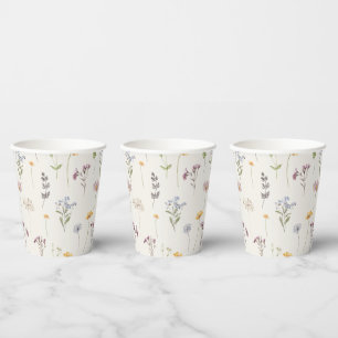 Colourful Spring Wildflower Meadow Garden Wedding  Paper Cups
