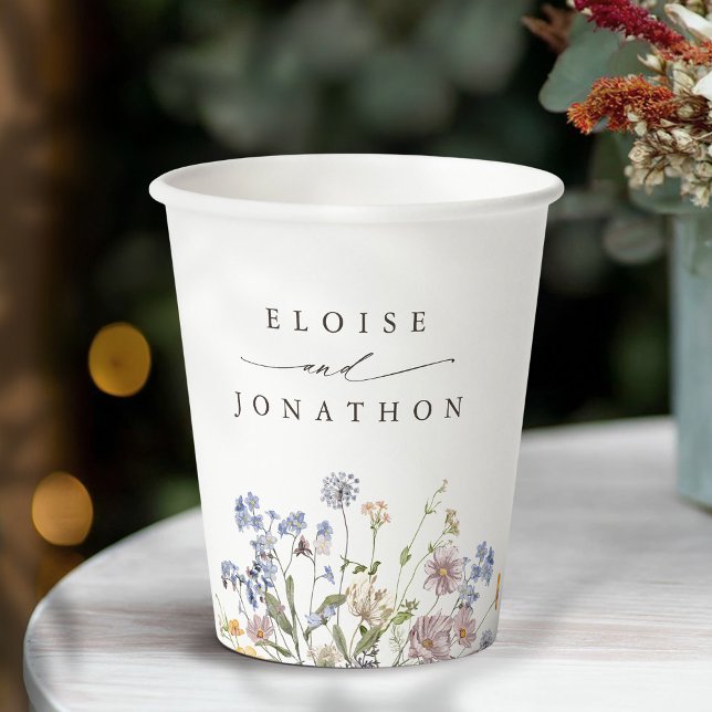 Colourful Spring Wildflower Meadow Garden Wedding  Paper Cups (Colorful Spring Wildflower Meadow Garden Wedding Paper Cups)